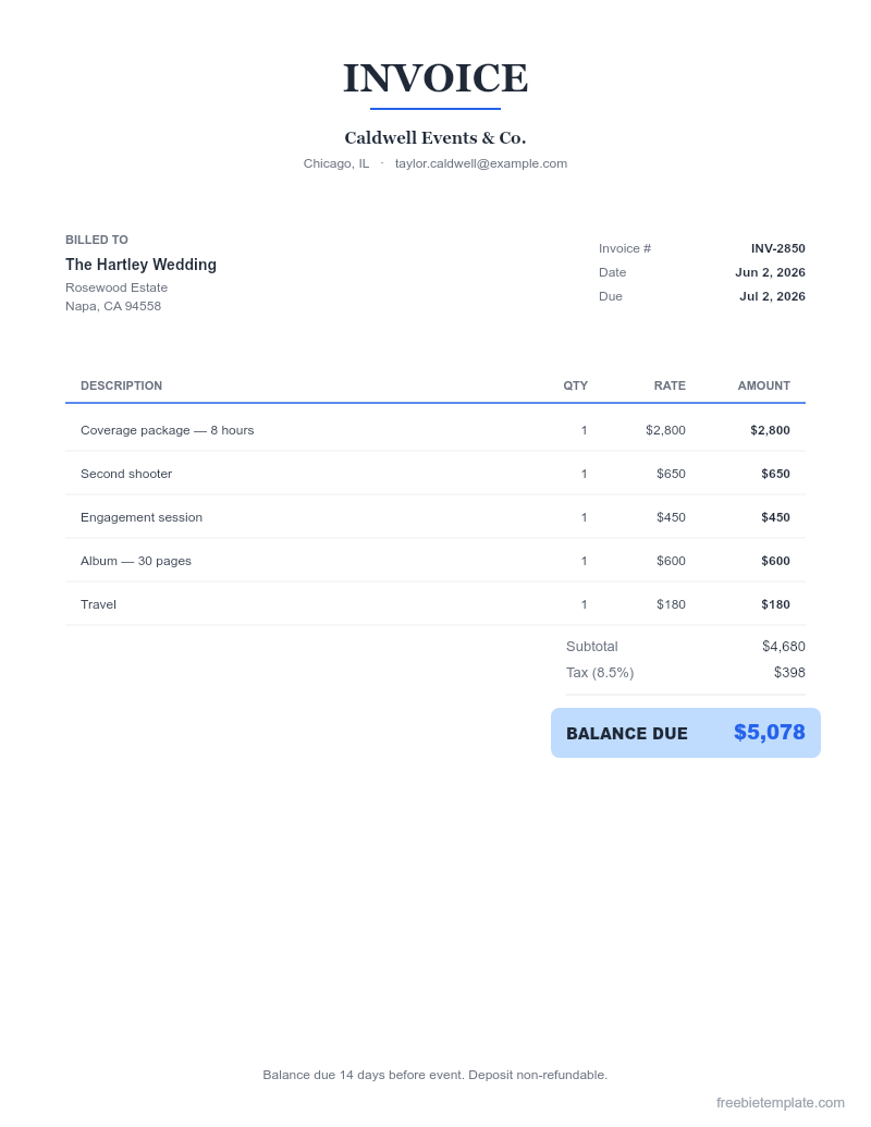 Dog Groomer Invoice preview