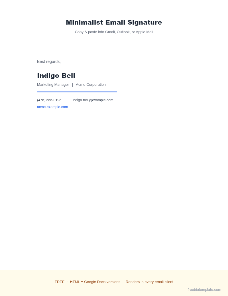 Minimalist Email Signature preview