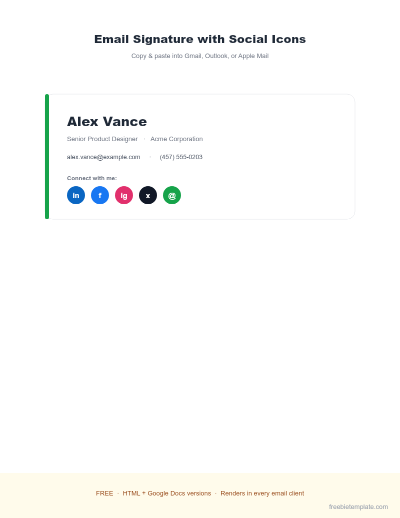Email Signature with Social Icons preview