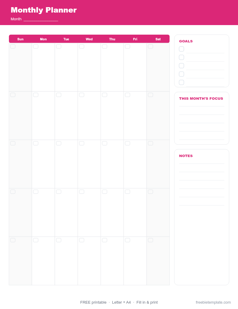 Monthly Planner preview
