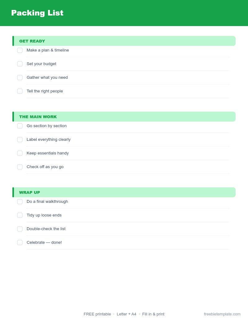 Packing List preview
