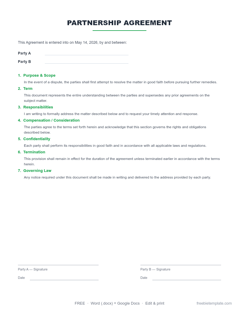 Partnership Agreement preview