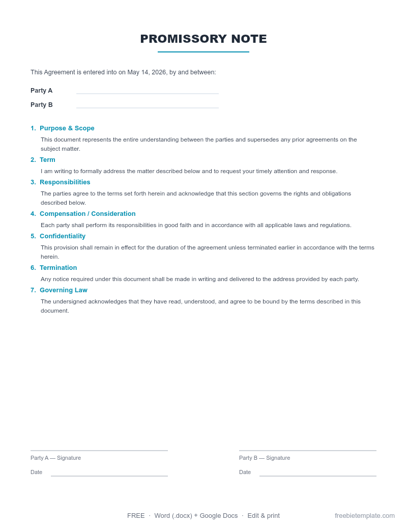 Promissory Note preview