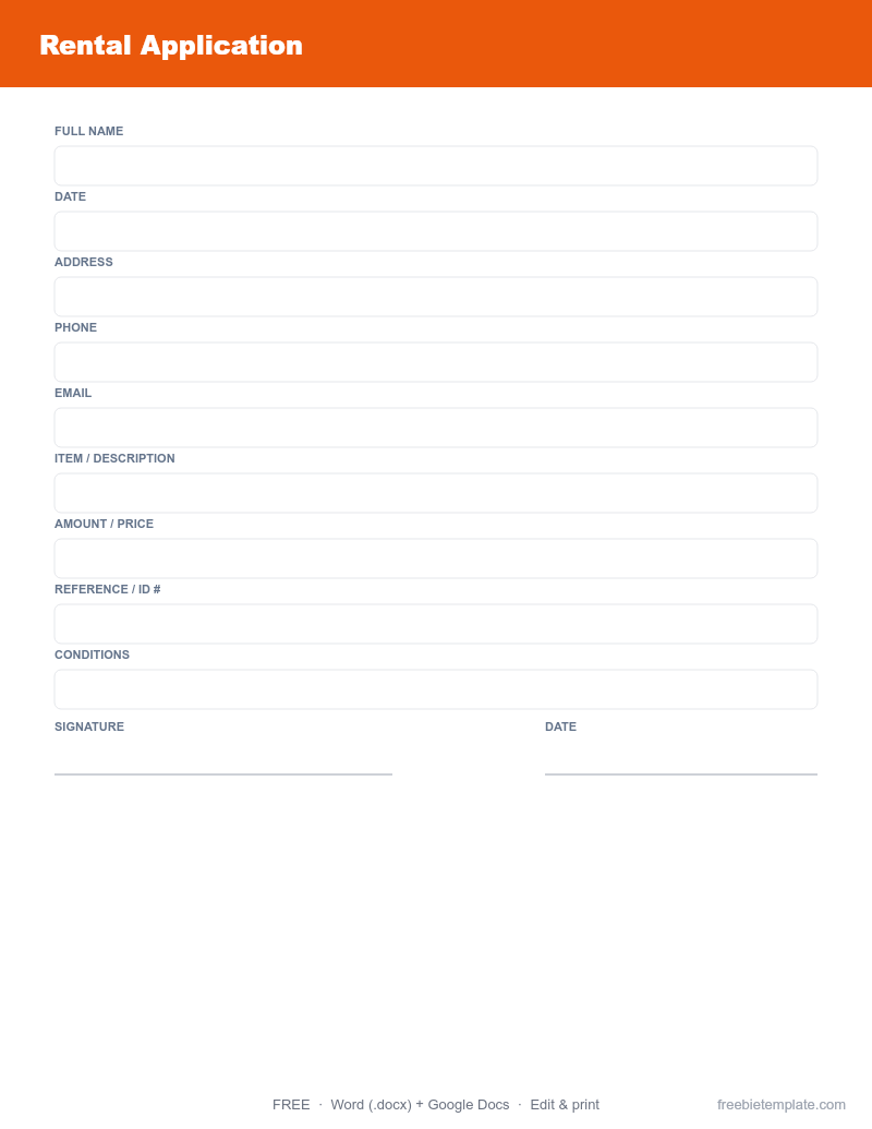 Rental Application preview