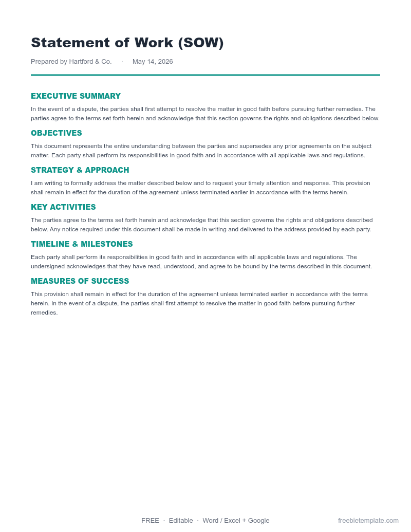 Statement of Work (SOW) preview